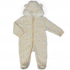 H23561:  Baby Sheep Print Hooded Plush Fleece All In One/ Pram Suit (3-12 Months)